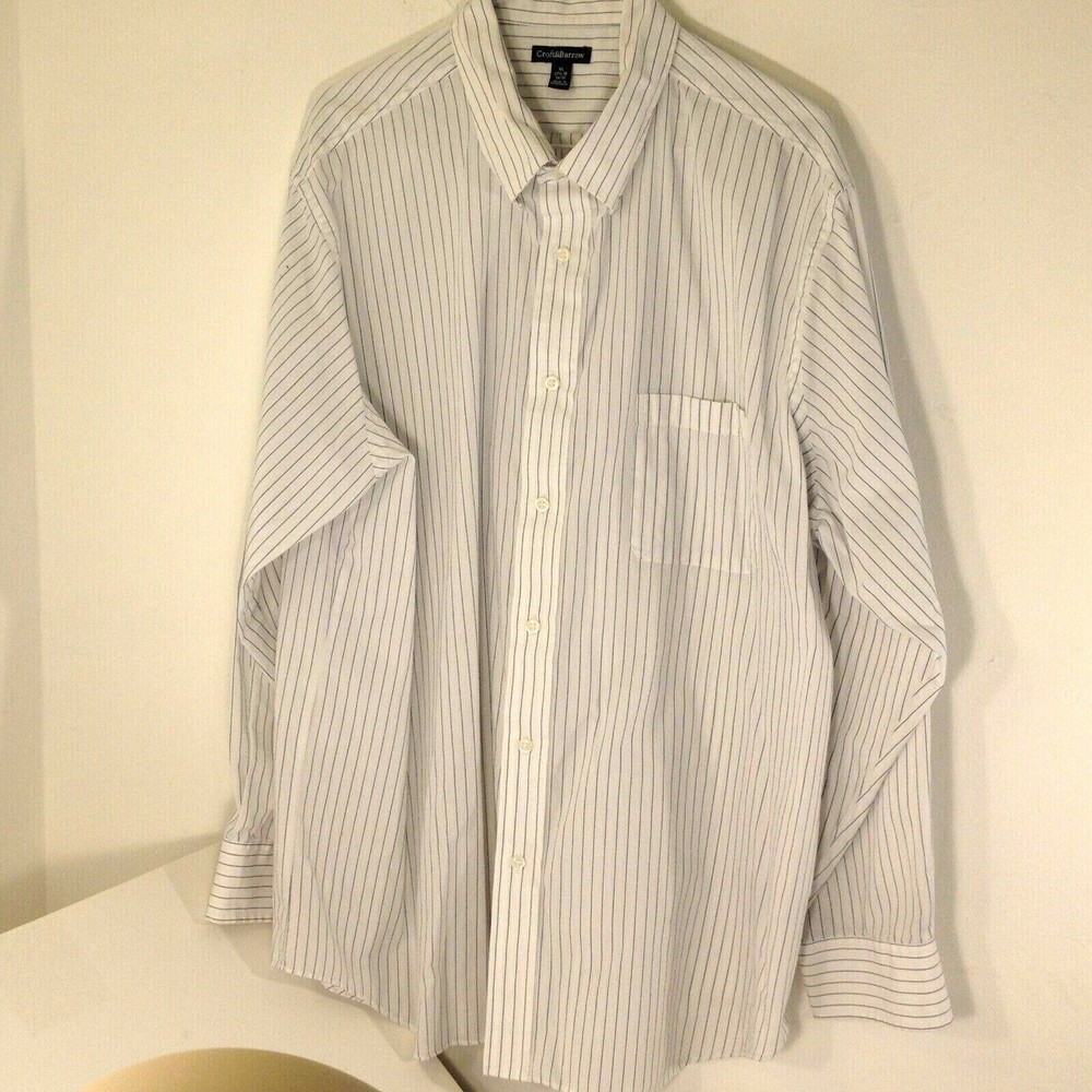 Vintage Croft & Barrow Button Long Sleeve Shirt Single Stitch XL 17.5-18 34/35